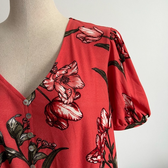 LiLy Morgan - Pink Floral Short Sleeve Blouse - Picture 2 of 8